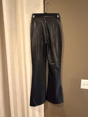 Abercrombie & Fitch Black Split Hem Vegan Leather Slim Flare, Size XS